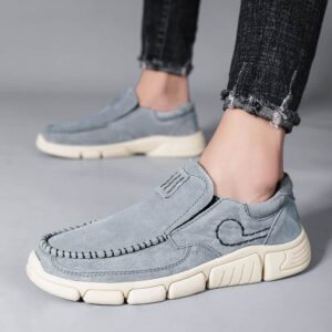 Genuine Leather Pedal Peas Casual Shoe – Sky Gray