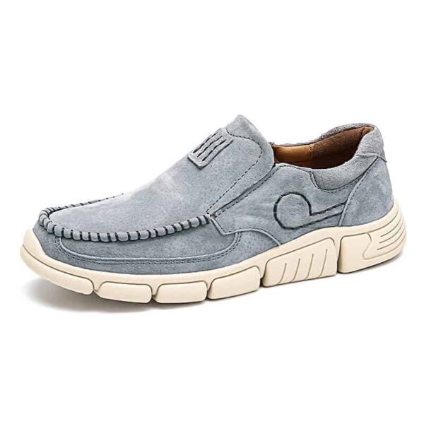Genuine Leather Pedal Peas Casual Shoe Sky Gray