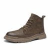 Premium Leather Tooling Martin Boot - Khaki