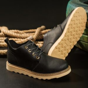 Genuine Leather Desert Tooling Martin Boot – Black