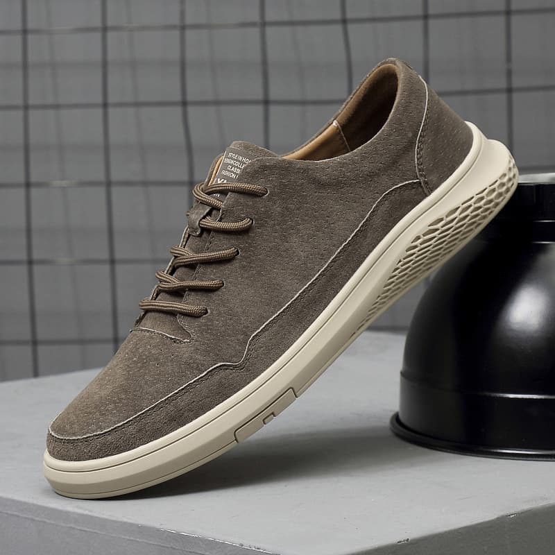 Wild Trend Korean Style Leather Casual Shoe - Khaki