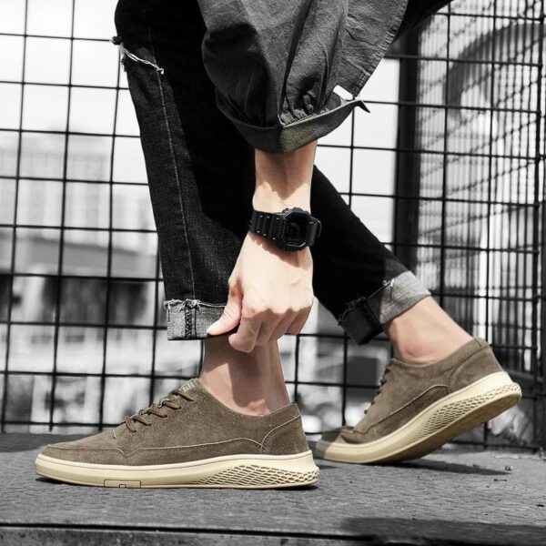 Wild Trend Korean Style Leather Casual Shoe - Khaki