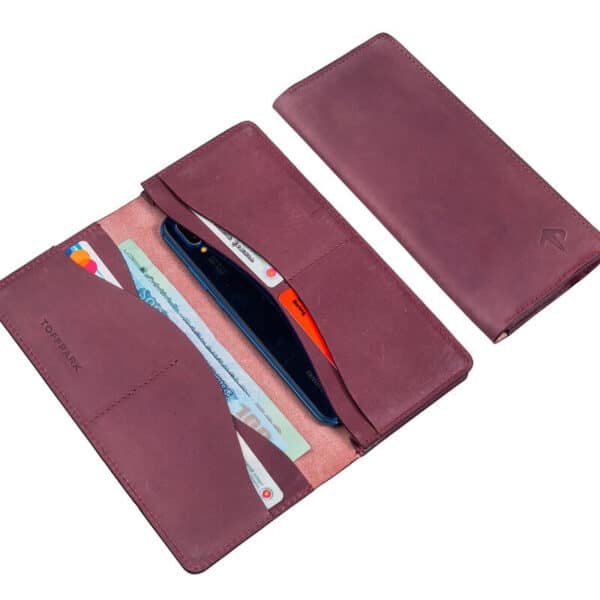 Genuine Leather Long Wallet Chocolate