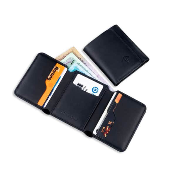 Leather Trifold Wallet Black