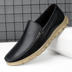 All Season Genuine Cow Leather Loafer – Black