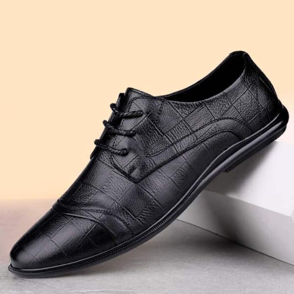 Genuine Leather Trendy Pointed Formal Shoe Black