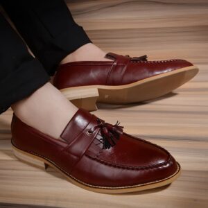 Korean Style Pointed Toe Business Formal Shoe – Red Wine