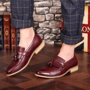 Korean Style Pointed Toe Business Formal Shoe – Red Wine