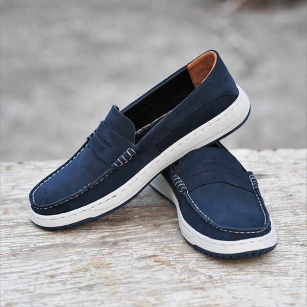 British Style Soft Suede Leather Loafer - Blue_6