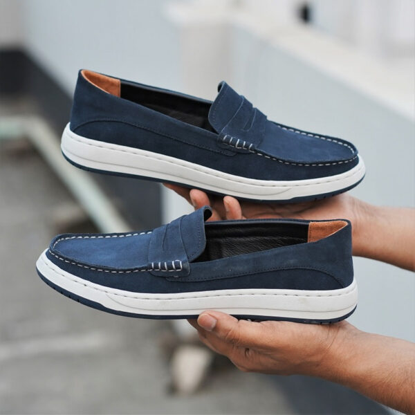 British Style Soft Suede Leather Loafer - Blue_6