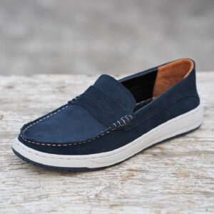 British Style Soft Suede Leather Loafer – Blue