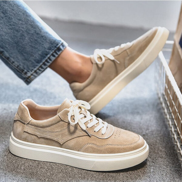 Classic Retro Style Leather Casual Shoe Khaki