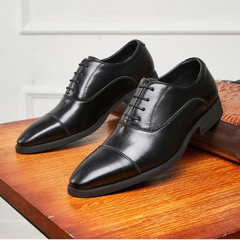 Genuine Leather Pointed Toe Formal Shoe Black