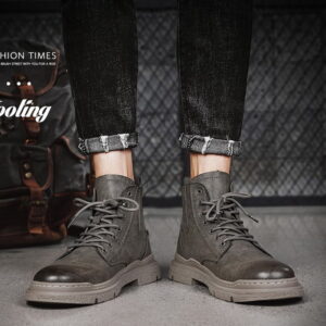 Premium Leather Tooling Martin Boot – Grey