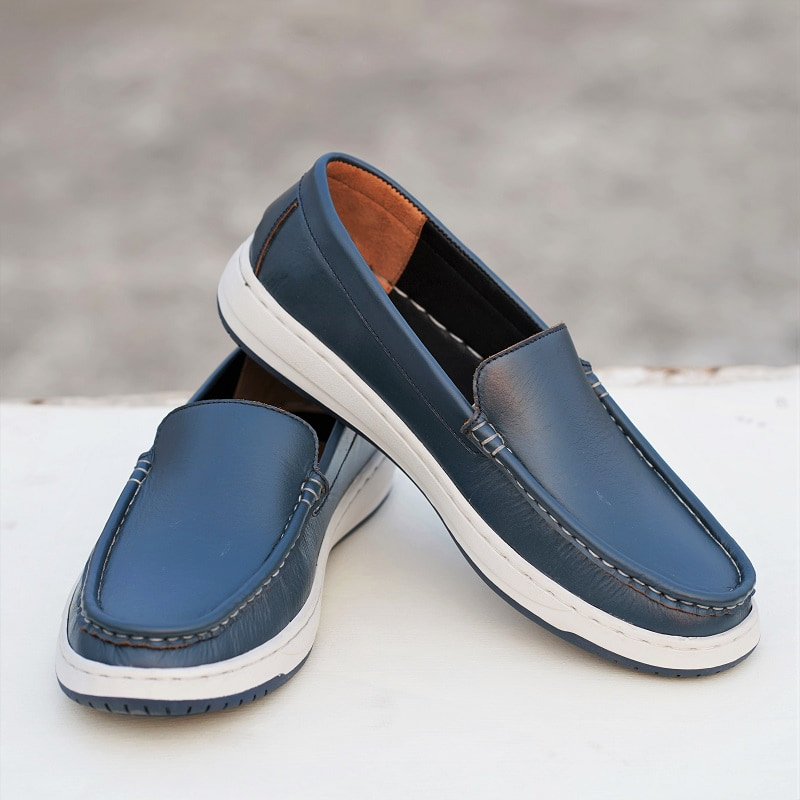Youth Trendy Genuine Leather Loafer Blue