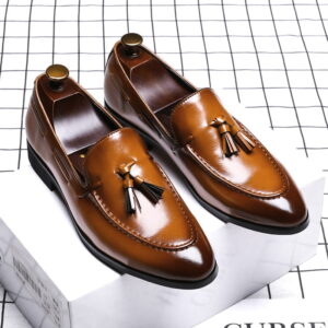 British Pointed Toe Tassel Formal Shoe – Brown