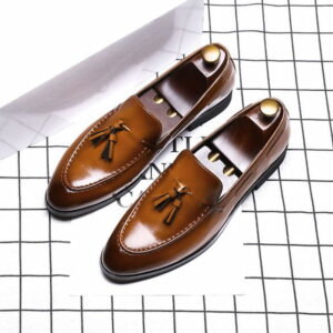 British Pointed Toe Tassel Formal Shoe – Brown