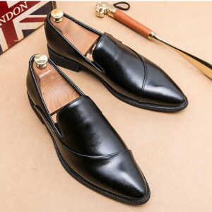 Cross Border Pointed Toe Slip-on Formal Shoe – Black