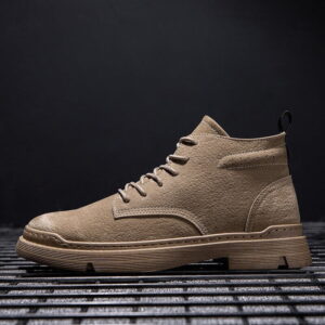 Lace Up High-top Leather Martin Boot – Khaki