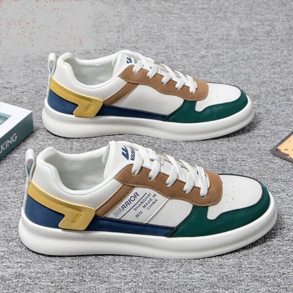 Pull Back Breathable Flat Casual Shoe White Green