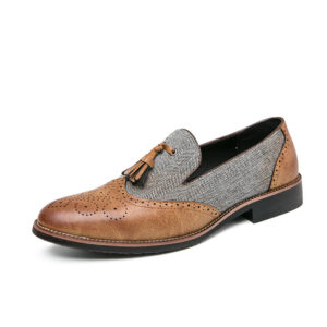 Brogue Carved Slip-on Tassel Formal Shoe – Brown
