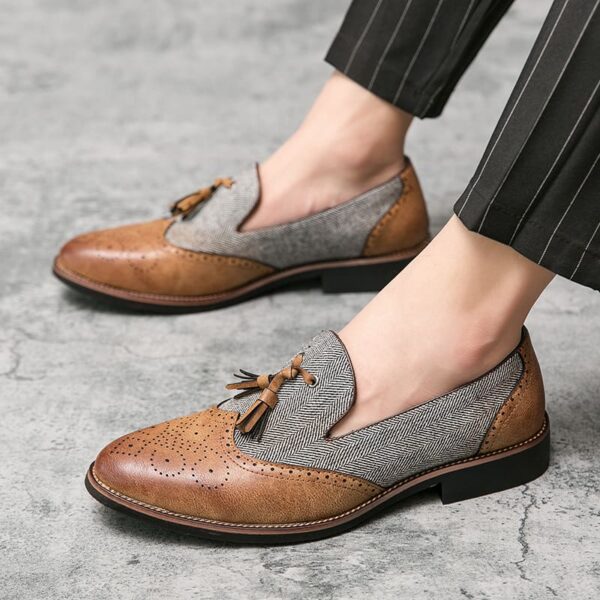 Brogue Carved Slip-on Tassel Formal Shoe