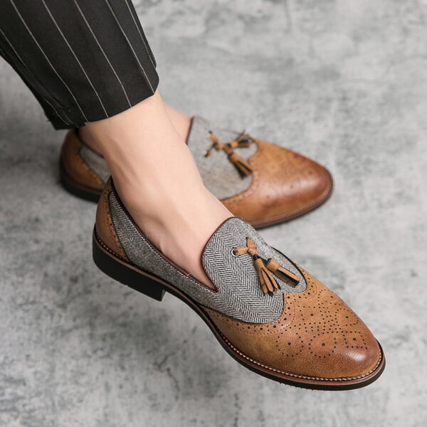 Brogue Carved Slip-on Tassel Formal Shoe