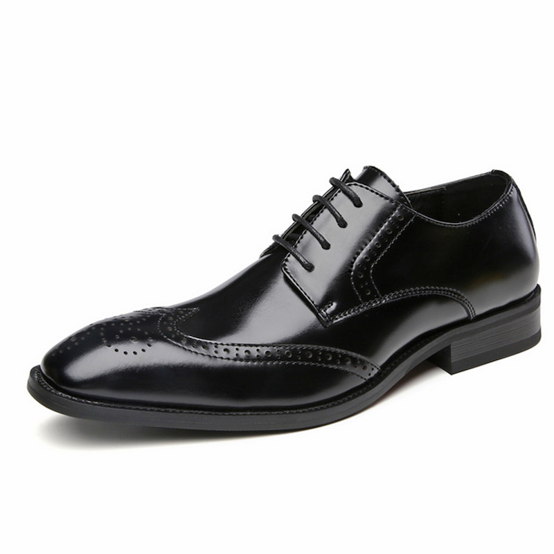 Brogue Vintage Derby Leather Formal Shoe Black