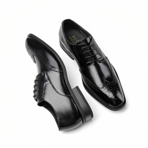 Brogue Vintage Derby Leather Formal Shoe – Black
