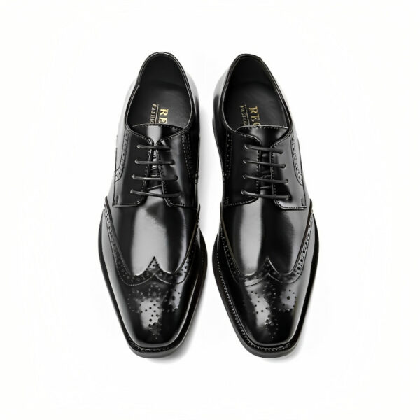 Brogue Vintage Derby Leather Formal Shoe - Black