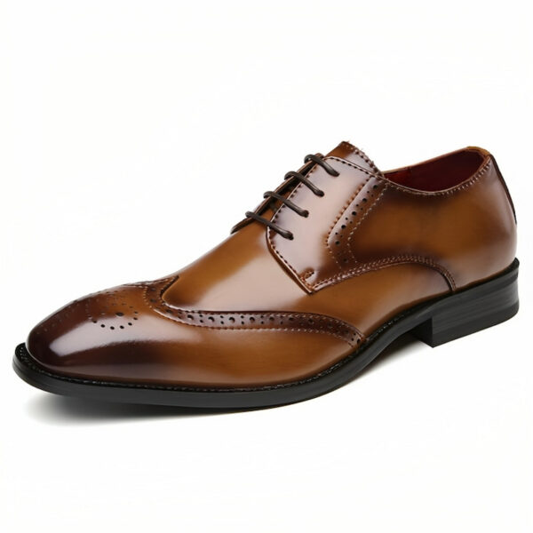 Brogue Vintage Derby Leather Formal Shoe - Brown