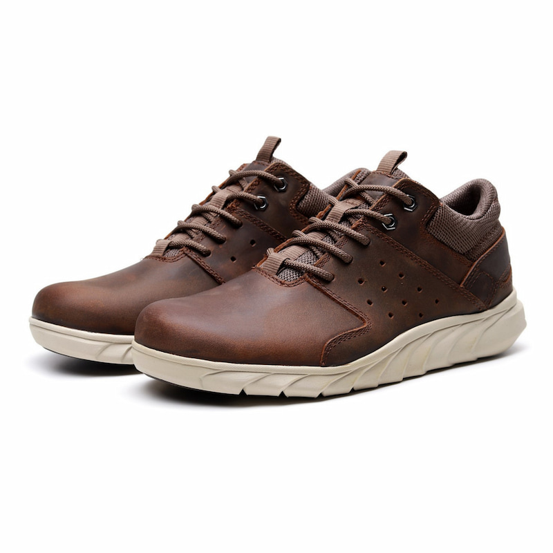 Breathable Light Weight Leather Casual Shoe Brown