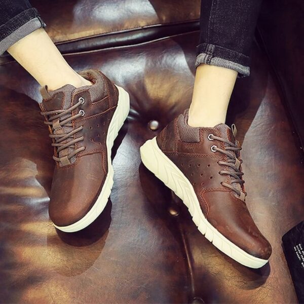 Breathable Light Weight Leather Casual Shoe - Brown