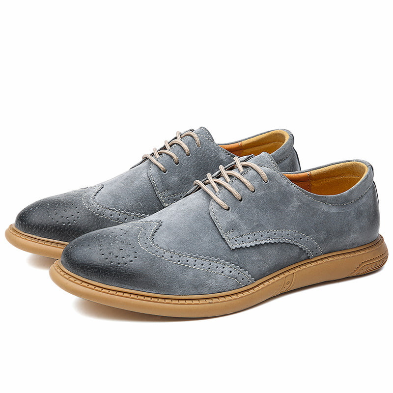 European Trend Leather Brogue Casual Shoe Gray