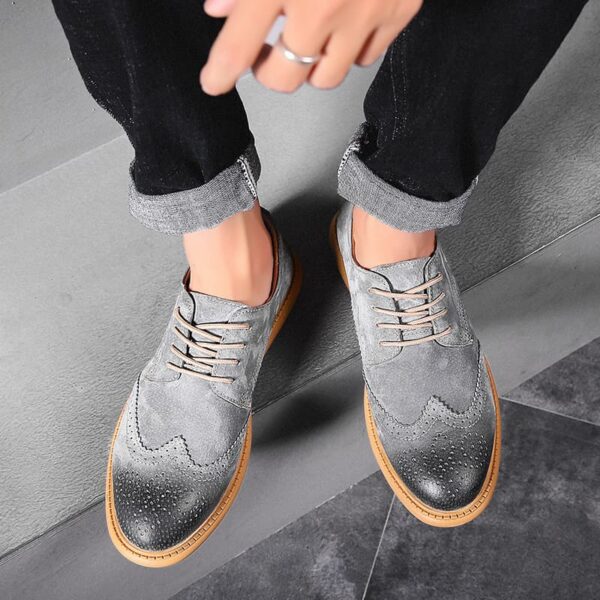 European Trend Leather Brogue Casual Shoe - Gray