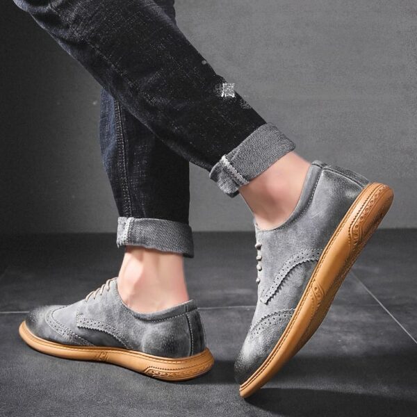 European Trend Leather Brogue Casual Shoe - Gray