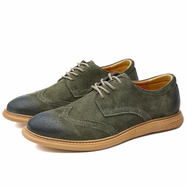 European Trend Leather Brogue Casual Shoe Green