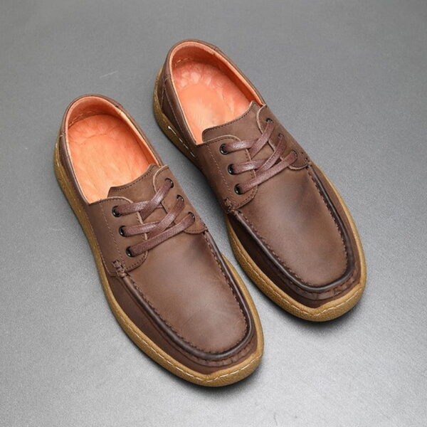 Foreign Trade Leather Retro Casual Shoe - Coffee