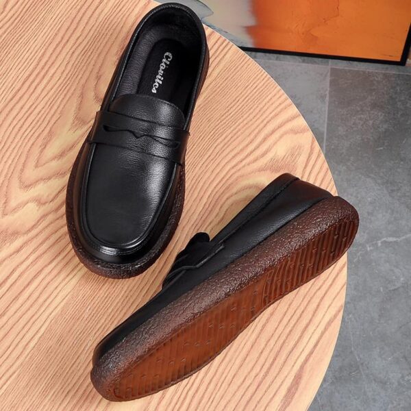 Soft Bottom Genuine Leather Penny Loafer - Black