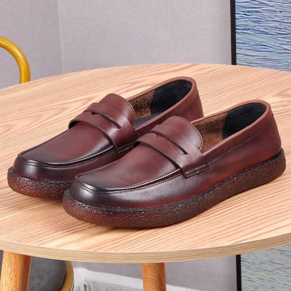Soft Bottom Genuine Leather Penny Loafer Chocolate