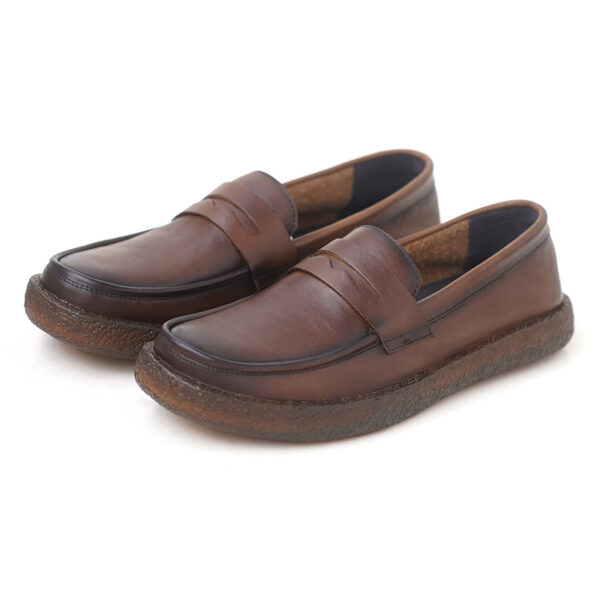 Soft Bottom Genuine Leather Penny Loafer - Chocolate