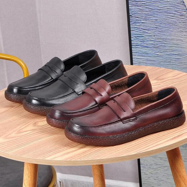 Soft Bottom Genuine Leather Penny Loafer - Chocolate