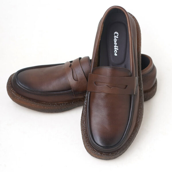 Soft Bottom Genuine Leather Penny Loafer - Chocolate