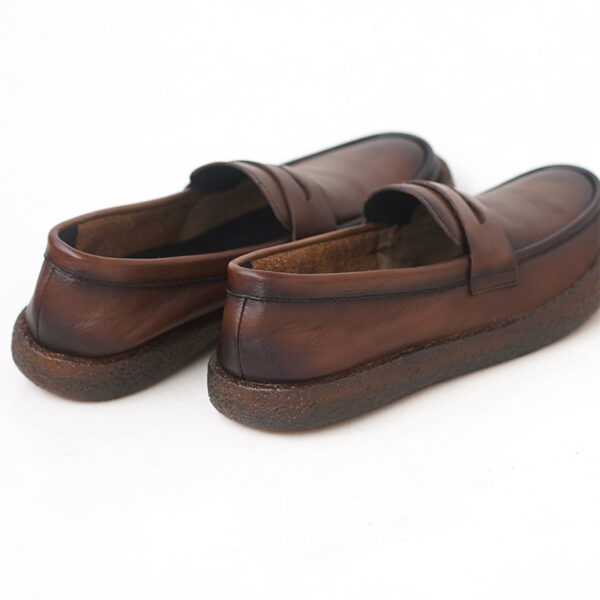 Soft Bottom Genuine Leather Penny Loafer - Chocolate