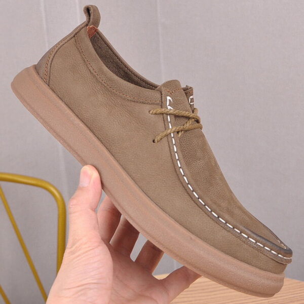 Soft Soled Leather Driving Casual Shoe Khaki