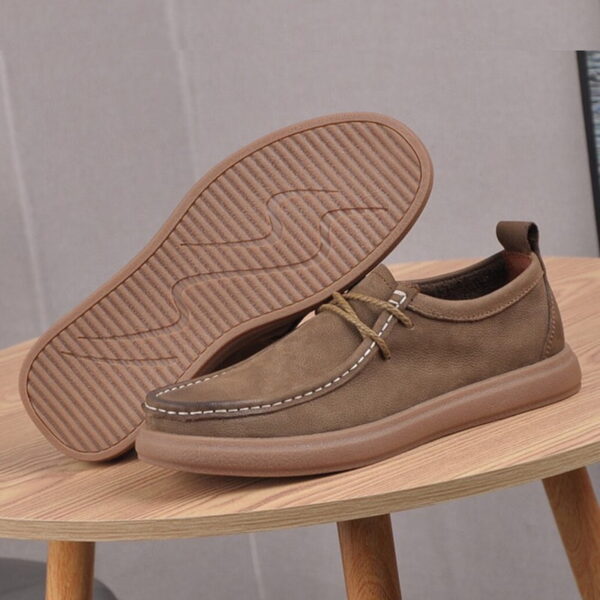 Soft Soled Leather Driving Casual Shoe - Khaki