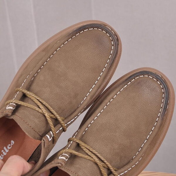 Soft Soled Leather Driving Casual Shoe - Khaki