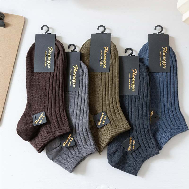 Pure Cotton Men's Short Socks - Mixed Color (5 Pairs)