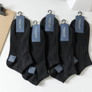 Pure Cotton Men’s Short Socks – Mixed Color (5 Pairs)