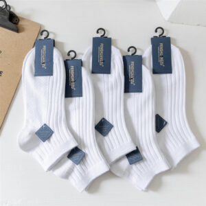 Pure Cotton Men’s Short Socks – Mixed Color (5 Pairs)